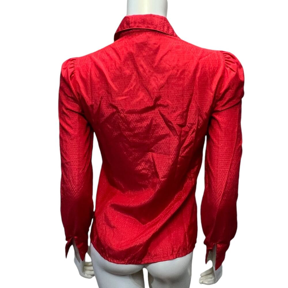 Vintage Bryn Mawr Red Satin Button-Down Blouse - … - image 3